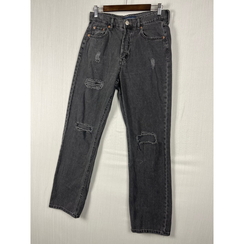 Aeropostale 90s Baggy Jeans Womens 4 Gray Button Fly Distressed Grunge Denim - Picture 2 of 11